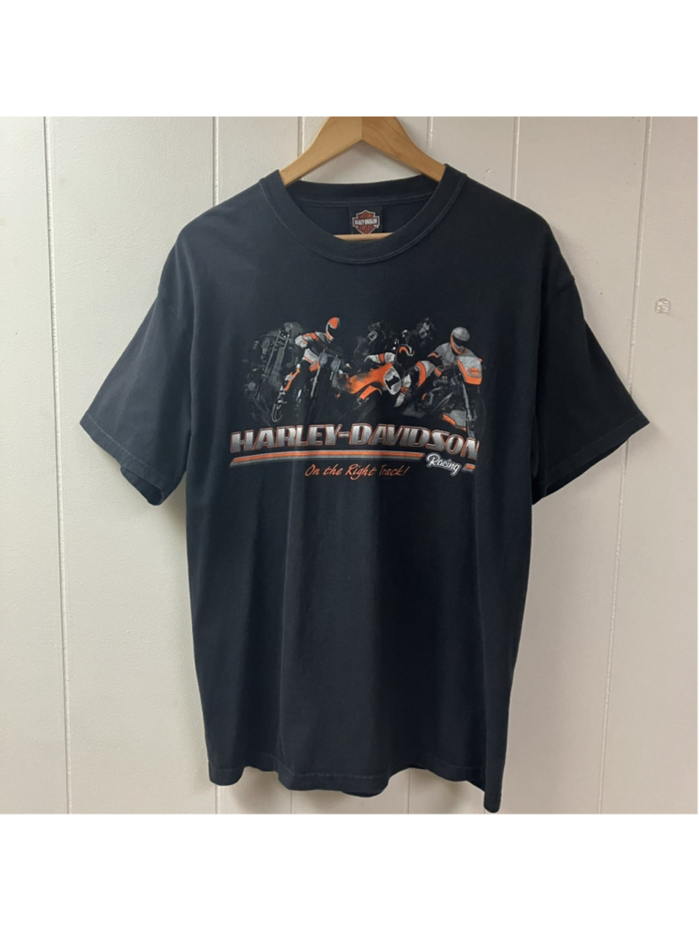 Vtg Y2K 2006 Harley Davidson Graphic T-shirt LARGE Black Springfield IL TT Races